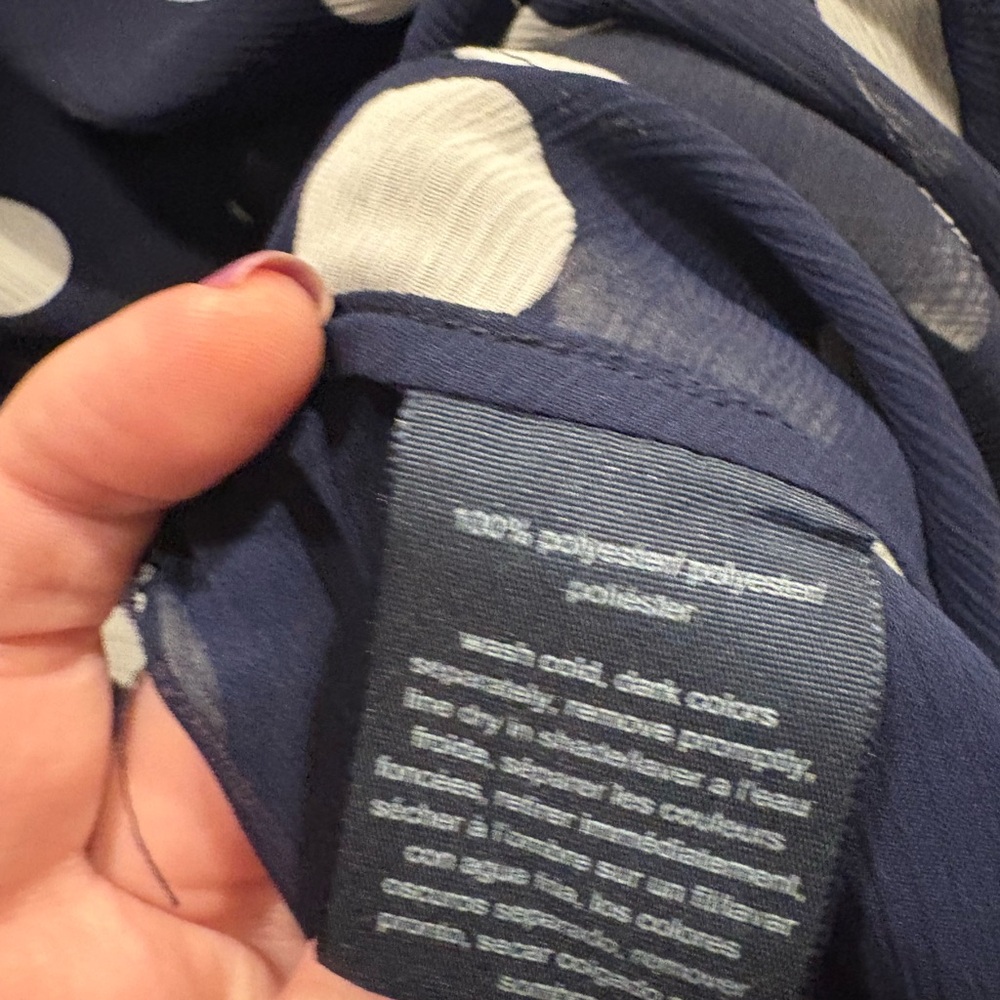 🔥 2/$10 3/12$ Tommy Hilfiger Navy Polka Dot Peplum Blouse xl - Picture 4 of 5